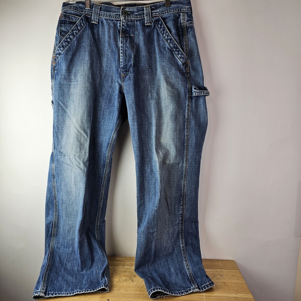 Ralph Lauren RL Jeans Denim Carpenter Loose Fit Straight Leg Zip Fly Blue Sz 33